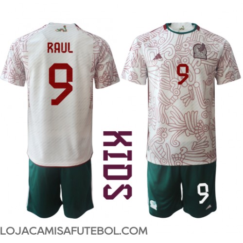 Camisa de Futebol México Raul Jimenez #9 Equipamento Secundário Infantil Mundo 2022 Manga Curta (+ Calças curtas)